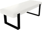 VANT Upholstered Bed Bench - Vintage Leather White Dove - Matte Black - Contemporary Modern, Bedroom Bench Seat, Hallway, or Entryway