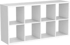 Fencer Wire 13-Inch Storage Organizer Shelf, Extra Thick Exterior Edge, Open Bookcase Divider, 6-8-9 Cube, Rustic Grey Oak and White