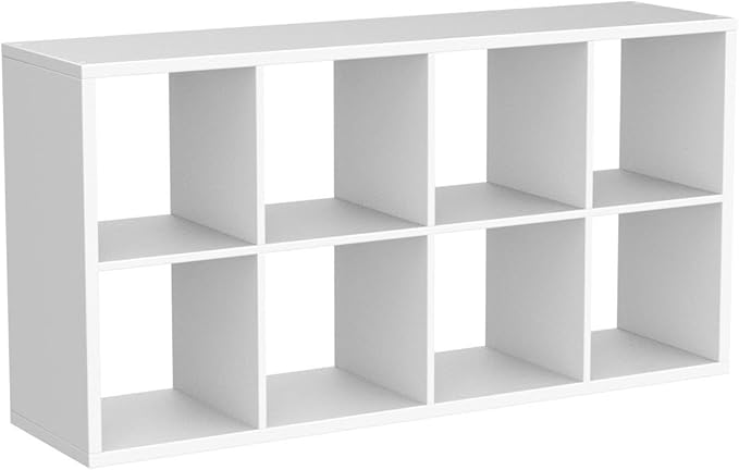 Fencer Wire 13-Inch Storage Organizer Shelf, Extra Thick Exterior Edge, Open Bookcase Divider, 6-8-9 Cube, Rustic Grey Oak and White