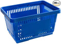Plastic Shopping Basket, Blue, 16.75 x 11.81 x 8.87 Inches, 24L Capacity, Stackable, With Handles, 45 lb Weight Limit