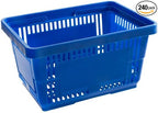Plastic Shopping Basket, Blue, 16.75 x 11.81 x 8.87 Inches, 24L Capacity, Stackable, With Handles, 45 lb Weight Limit