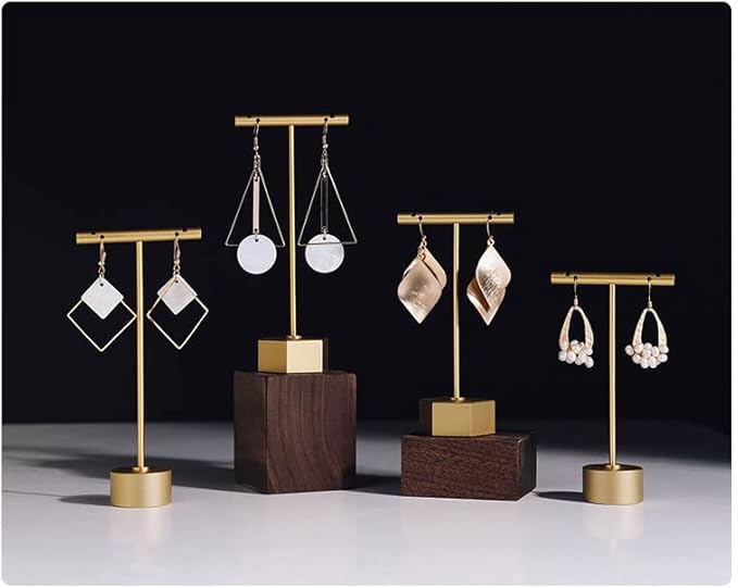 GISELA D 4Pcs Gold Metal Earring T Bar Stand Retail Display Holders for Show, Jewelry Online Stores Photography Display Props (Gold 4pcs)