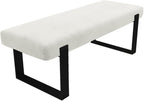 VANT Upholstered Bed Bench - Velvet Ivory - Matte Black - Contemporary Modern, Bedroom Bench Seat, Hallway, or Entryway