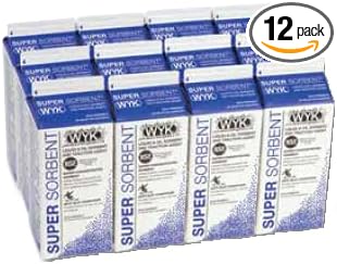 WYK Super Sorbent 2000 Series – Industrial Liquid & Oil Absorbent and Traction Agent for Spills, Leaks & Safety Maintenance – Fast-Acting Multi-Purpose Spill Absorber – BLUE Super Sorbent - Pack of 12