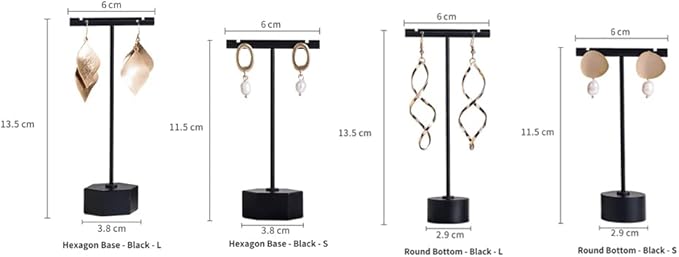 GISELA D 4Pcs Black Metal Earring T Bar Stand Retail Display Holders for Show, Jewelry Online Stores Photography Display Props (Black 4pcs)