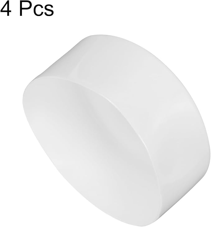 uxcell 4pcs Rubber End Caps 5 1/8"(130mm) ID Vinyl Round End Cap Cover Screw Thread Protectors White, 50mm Height