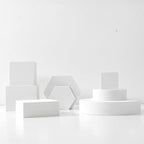 8PCS Geometric Cube Photo Props Set, Hard Foam Photography Background Props for Goods, Crafts, Lipstick, Jewelry, Cosmetics, Makeup Tools, Food (White)
