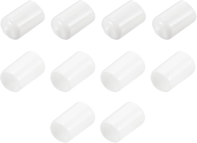 uxcell 10pcs Rubber End Caps 12mm ID Vinyl Round End Cap Cover Screw Thread Protectors White