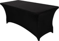 Spandex Table Cover 1 Pack 4FT Black Fitted Tablecloths,Washable Wrinkle Resistant Stretch Table Cloth Rectangle for Vendor Booth Display Items,Party Supplies for Adults,Wedding Decorations,Banquet