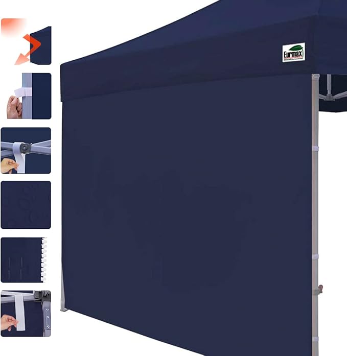 Eurmax USA Instant SunWall 10x10 Canopy Tent Sidewall, 1 Pack (Navy Blue)