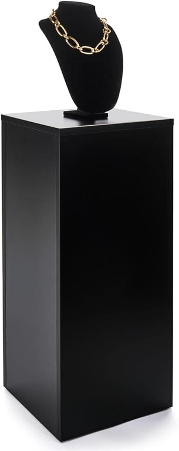 Displays2go 30" Tall Floor Standing Pedestal Stand with 12.5” Square Top, Black (WDCUBEBLK2)