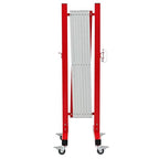 GYMTIME Easily Assembled Expandable Metal Barricade, 11 Feet, Red and White, Portable Safety Barrier with Casters, Flexible Fence Mobile Barrier Gate, Adjustable Traffic Fence