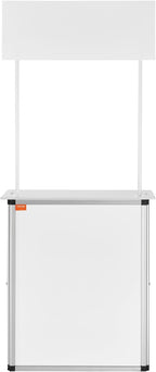 VEVOR Promotion Counter Table, Portable Tradeshow Podium Table, 30.91" x 14.96" x 71.46", Display Exhibition Counter Stand Booth Fair with Wall, Pop Up Podium with Storage Rack/Carrying Bag