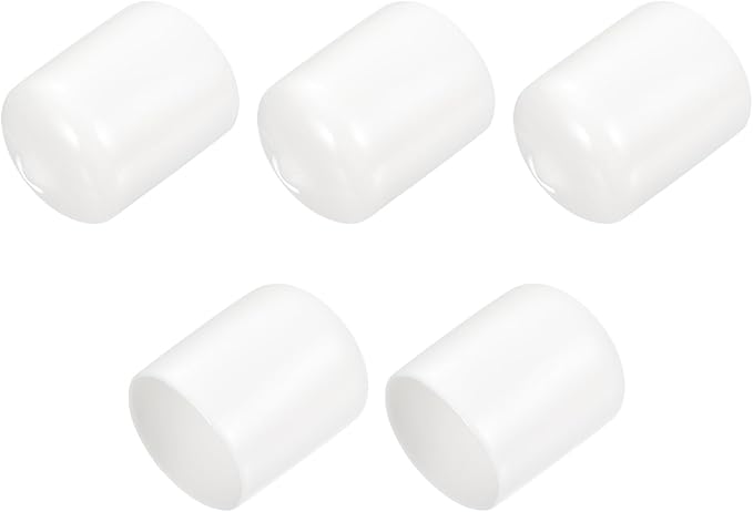 uxcell 5pcs Rubber End Caps 22mm(7/8") ID Vinyl PVC Round Tube Bolt Cap Cover Screw Thread Protectors White