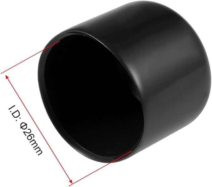 uxcell 5pcs Rubber End Caps 26mm ID Vinyl Round Tube Bolt Cap Cover Screw Thread Protectors Black
