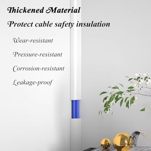Self-Adhesive PVC Corner Cord Cover, Black Cable Floor Strip Protector for Home & Office, Wire Hider & Management Solution, Mounted Wire Channels (NO.3)