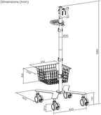 Mount Plus C09 Height Adjustable Mobile Medical Computer Monitor Display Cart with Wheels and Basket Storage | Medical Trolley for Hospital Clinic lab Beauty Salon | Pneumatic Mobile Workstation