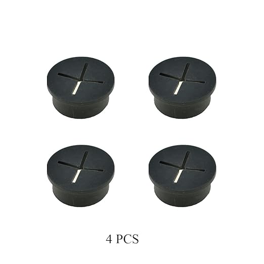 HAHIYO 4Pcs 1Inch/25mm Black Flexible Rubber Desk Grommet Wire Grommet Cable Management Cord Hole Cover Desk Wire Hole Insert Wire Organizer for Computer Office Home School Equipment Systems