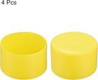 uxcell 4pcs Rubber End Caps 80mm(3 1/8") ID Vinyl Round Tube Bolt Cap Cover Screw Thread Protectors Yellow, 50mm Height