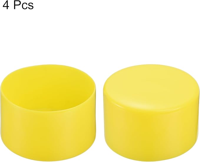 uxcell 4pcs Rubber End Caps 80mm(3 1/8") ID Vinyl Round Tube Bolt Cap Cover Screw Thread Protectors Yellow, 50mm Height