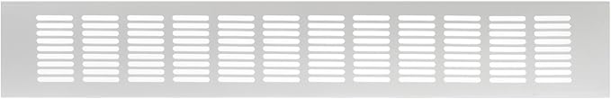 Vent Systems 19.69 x 3.15 Inch (Outer Size) - Pack of 2 - Rectangular Door Vent - White Aluminum Vent Cover, Toe Kick Vent Cover - HVAC for Home, Cabinet Vent - Intake/Exhaust Door Return Air Vent