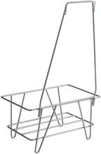 Metal Grocery Market Shopping Basket Stand, Silver, 17.5 x 12.5 x 38 Inches, Floor Standing Display Rack, 12 Basket Capacity