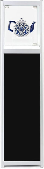 Displays2go Pedestal LED Display Case, Illuminated Panels, Rechargeable - Silver (LEDDCPSLV)