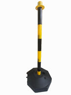 Adjustable Traffic Delineator Post Cones,10 Pack 34Inch,Traffic Safety Delineator Barrier with Fillable Base 6.6FT Chain,for Traffic Control Warning Parking Lot Construction Caution Roads,Yellow&Black