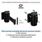 Crowd Control Warehouse - CCW Series WMB-120 Fixed Wall Mount Retractable Belt Barrier - 11 Foot, Yellow"Beware Open Pit" Belt with Stainless Steel Case