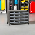 Akro-Mils Steel Garage Storage Cabinet, Small Parts Organizer Metal Cabinet for Hardware, Nails, Screws, Bolts, Nuts, and More, 17" W x 11" D x 11" H, 16-Drawer, Gray Cabinet/Gray Drawers (19416)