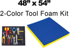 5S Tool Box Shadow Foam Organizers (2 Color) Custom Size ROLL (48" x 54", Blue Top/Yellow Bottom)