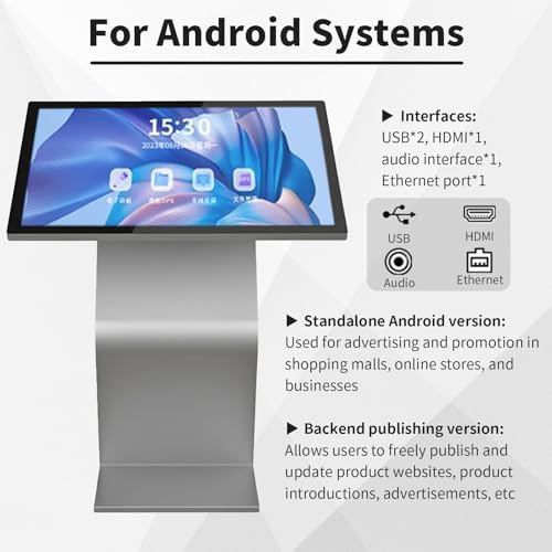22" LCD Touch Screen Digital Signage Kiosk, K-Style Stand for Mall Navigation, Self-Ordering & Advertising - Versatile Display Solution, Black