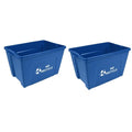 Curbside 18 Gallon Blue Recycling Bin with Carrying Handles for Homes or Businesses to Put on The Curb for Recycling - Two Bins - Blue