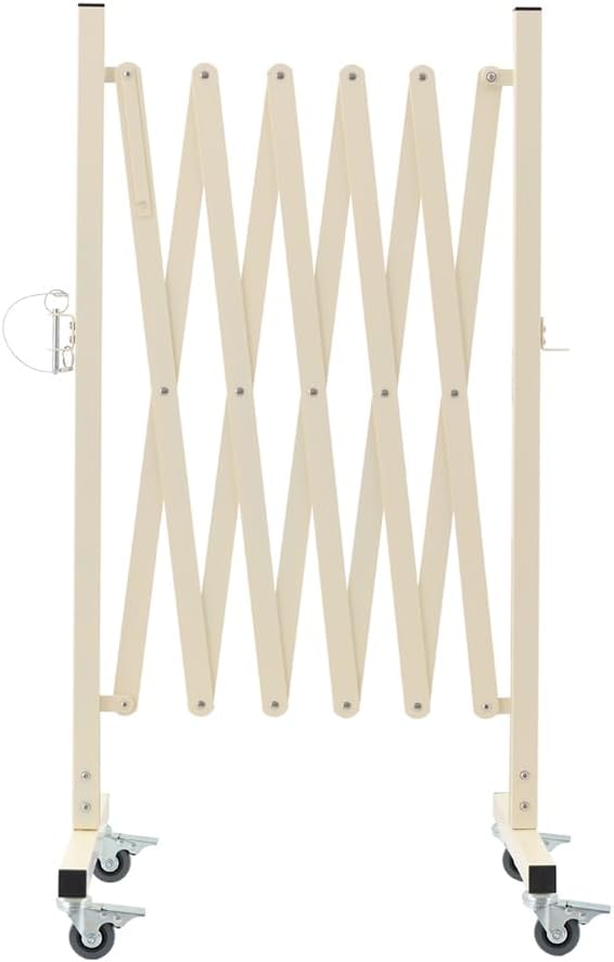 TRUNK Industrial Expandable Metal Barricade, 8 Feet, Milkyellow, Portable Safety Barrier with Casters, Flexible Fence Mobile Barrier Gate, Adjustable Traffic Fence for School,Shopping mall