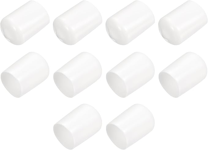 uxcell 10pcs Rubber End Caps 16mm ID Vinyl Round End Cap Cover Screw Thread Protectors White