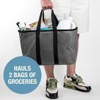 CleverMade EcoBasket Collapsible Tote Bags, 30L Capacity, Black, Set of 3