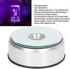 Diydeg Rotating Display Stand, 4" 360° Rotating Round Display Base Stand with Lights, Battery Powered(Without), Circular Display Pedestal for 3D Crystal Cube Glass Art Acrylic Statues