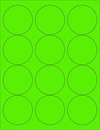 8-1/2 x 11" Neon Color High Light Fluorescent Labels for Laser & Inkjet Printer (Green Fluorescent, 2.5" Round - 12 Per Page | 1200 Labels)