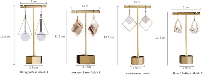 GISELA D 4Pcs Gold Metal Earring T Bar Stand Retail Display Holders for Show, Jewelry Online Stores Photography Display Props (Gold 4pcs)