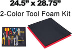 5S TOOL BOX SHADOW FOAM ORGANIZERS (2 COLOR) FITS STOR-LOC TOOL CHESTS (24.50" x 28.75", Black Top/Red Bottom)
