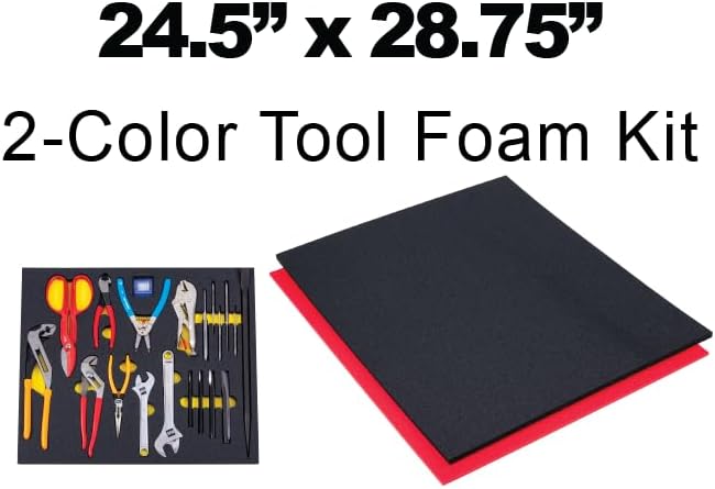 5S TOOL BOX SHADOW FOAM ORGANIZERS (2 COLOR) FITS STOR-LOC TOOL CHESTS (24.50" x 28.75", Black Top/Red Bottom)