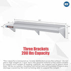 DuraSteel Stainless Steel Shelf - 60 Inch Wide x 12 Deep Commercial NSF Mounted Metal Wall Shelf Pantry Organizer Garage Storage Shelves - Rack Shelving Restaurant Kitchen Units Laundry Utility Room