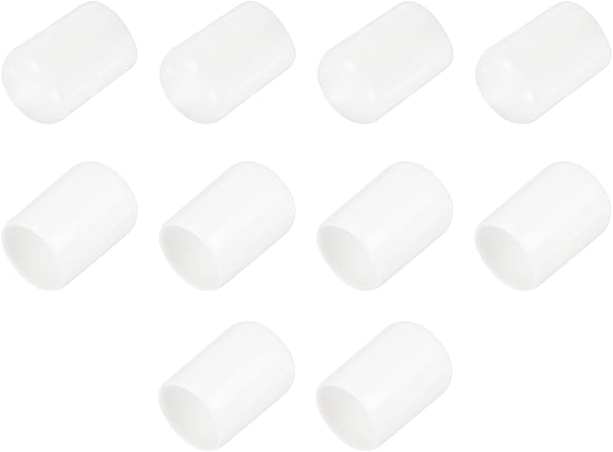 uxcell 10pcs Rubber End Caps 14mm ID Vinyl Round End Cap Cover Screw Thread Protectors White