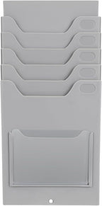 Kisangel Time Card Rack Wall Mount Time Card Holder Shelf with 5 Slots Multi-Pocket for Office Factory Attendance Payroll Supplies