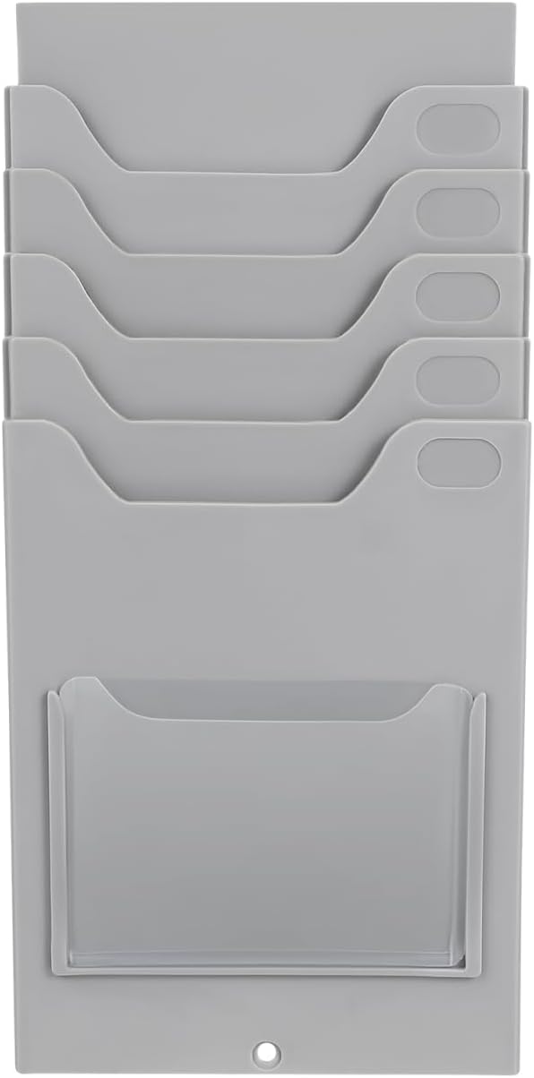 Kisangel Time Card Rack Wall Mount Time Card Holder Shelf with 5 Slots Multi-Pocket for Office Factory Attendance Payroll Supplies