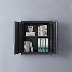 GREATMEET Locking Metal Wall Cabinets for Garage, Garage Cabinets Wall Mount, Steel Floating Hanging Storage Cabinet with Doors and Adjustable Shelf for Utility Room