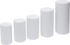 5Pcs Cylinder Pedestal Stands 20''/21.5''/23.5'' /29.5''/35.5'' Round Cylinder Pedestal Pillars Metal Pedestals Display Cake Cylinder Stand Dessert Display Pillars Dessert Stand for Party Decoration