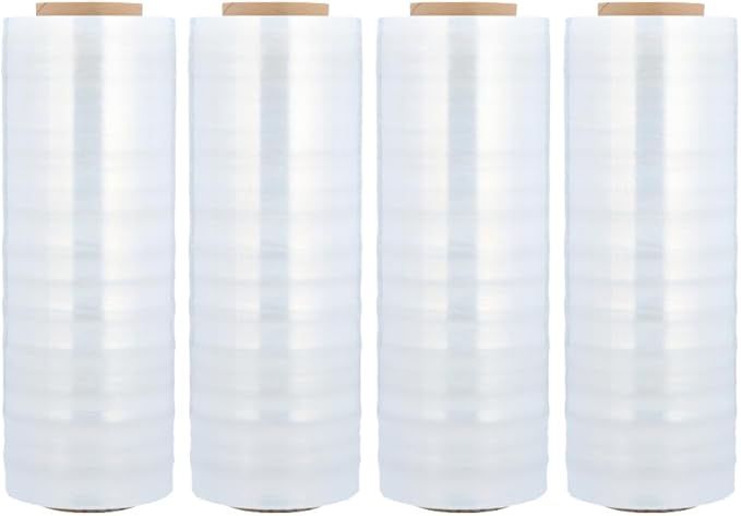 PSBM 4 Rolls 18 Inch x 1000 Feet 120 Gauge Stretch Film/Wrap, Heavy Duty Industrial Strength Clear Shrink Plastic Wrap for Moving, Packing, Shipping, Pallet Wrapping & Storage