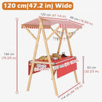 Foldable Vendor Cart with Wheels - Portable Outdoor Concession Stand Booth for Farmers Market, Street Fairs, Food Vending Display Counter, Commercial Kiosk Stall