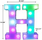 Pooqla Colorful Marquee Letters LED Light Up Letters with Remote, Party Birthday Letter with Lights Decorations for Classroom Room Dorm Home - Multicolor Letter H